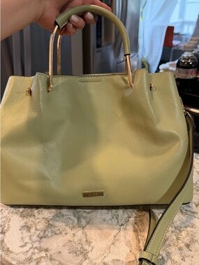 Aldo Light Sage Green Top-Handle Satchel with Gold Accents
